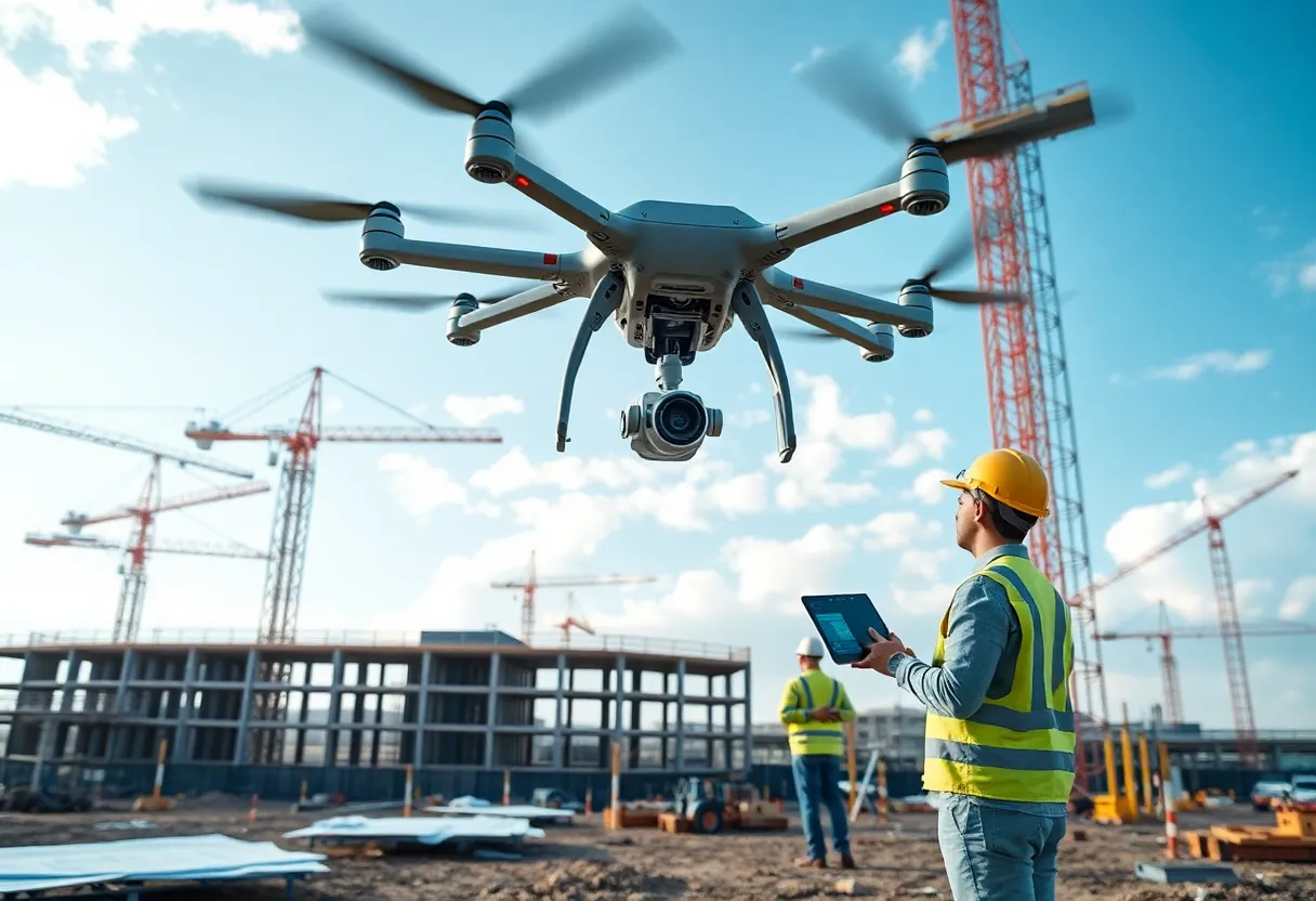 A construction site utilizing AI technology to improve efficiency.