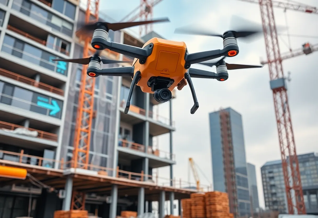 Innovative construction site with advanced technology