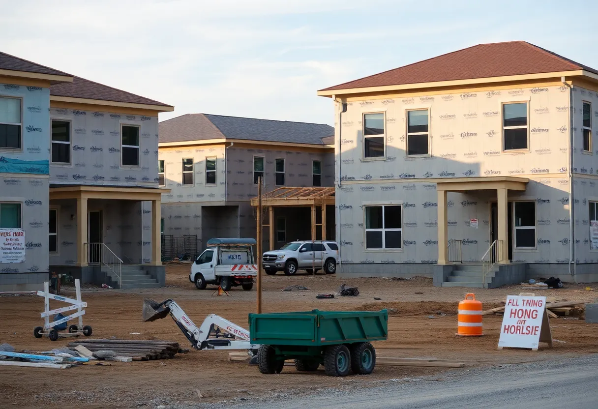 Construction site in North Carolina showing halted new-home construction
