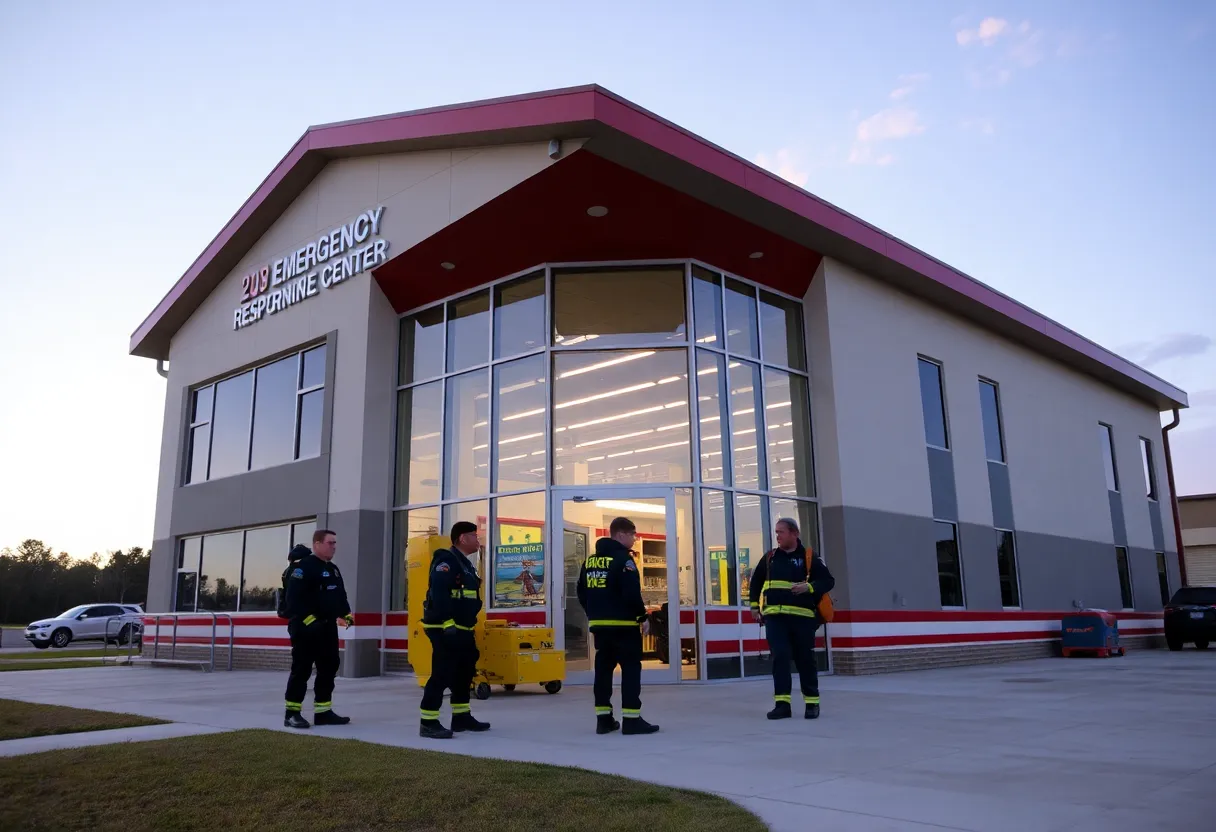 Emergency response center building with first responders training