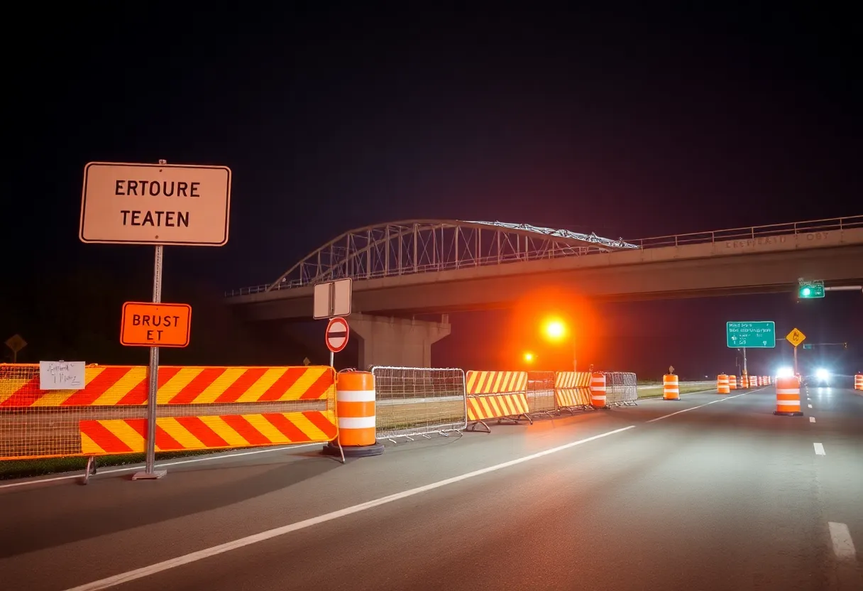 Construction site of bridge removal on I-26 North Carolina