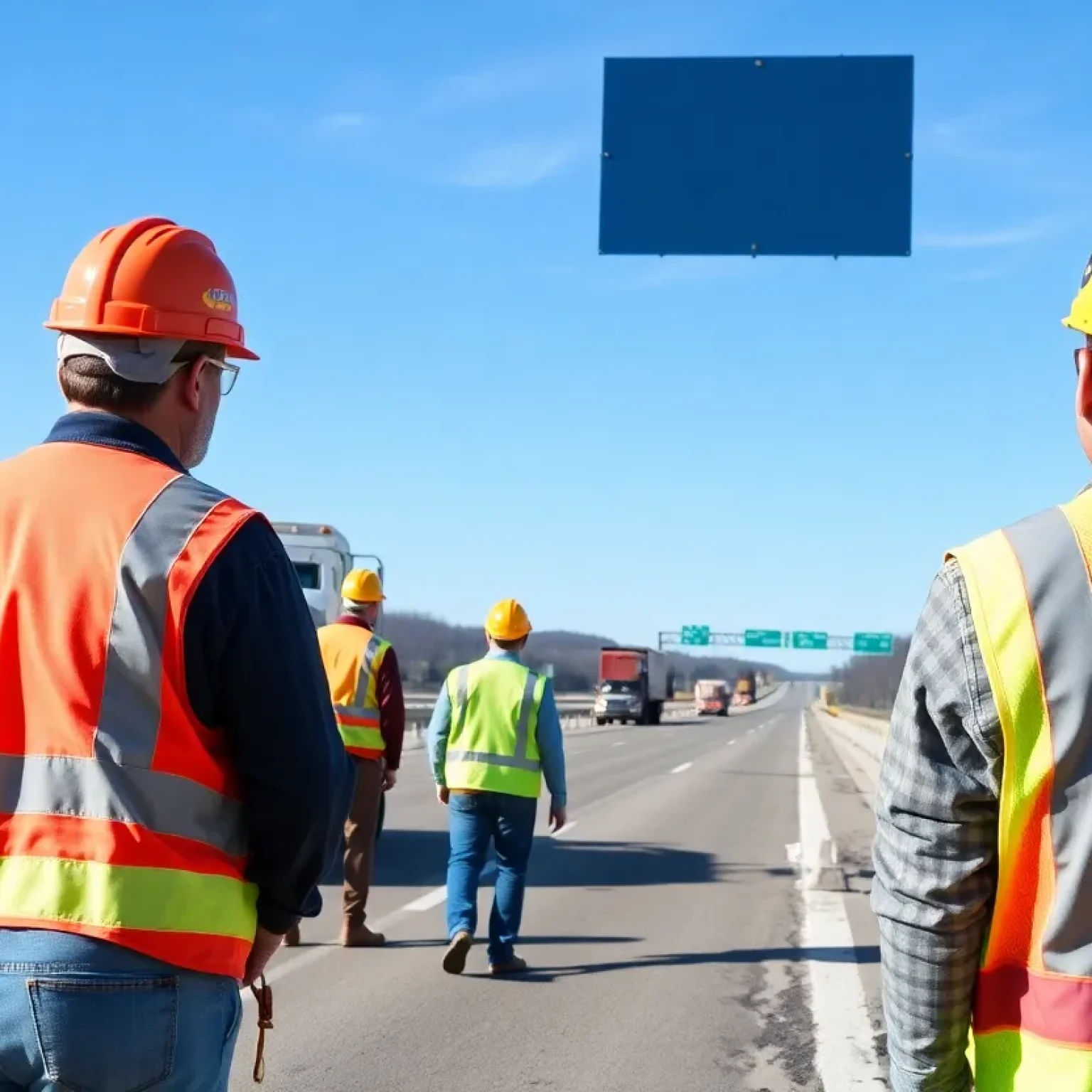 Construction workers focused on safety protocols at I-40 repairs
