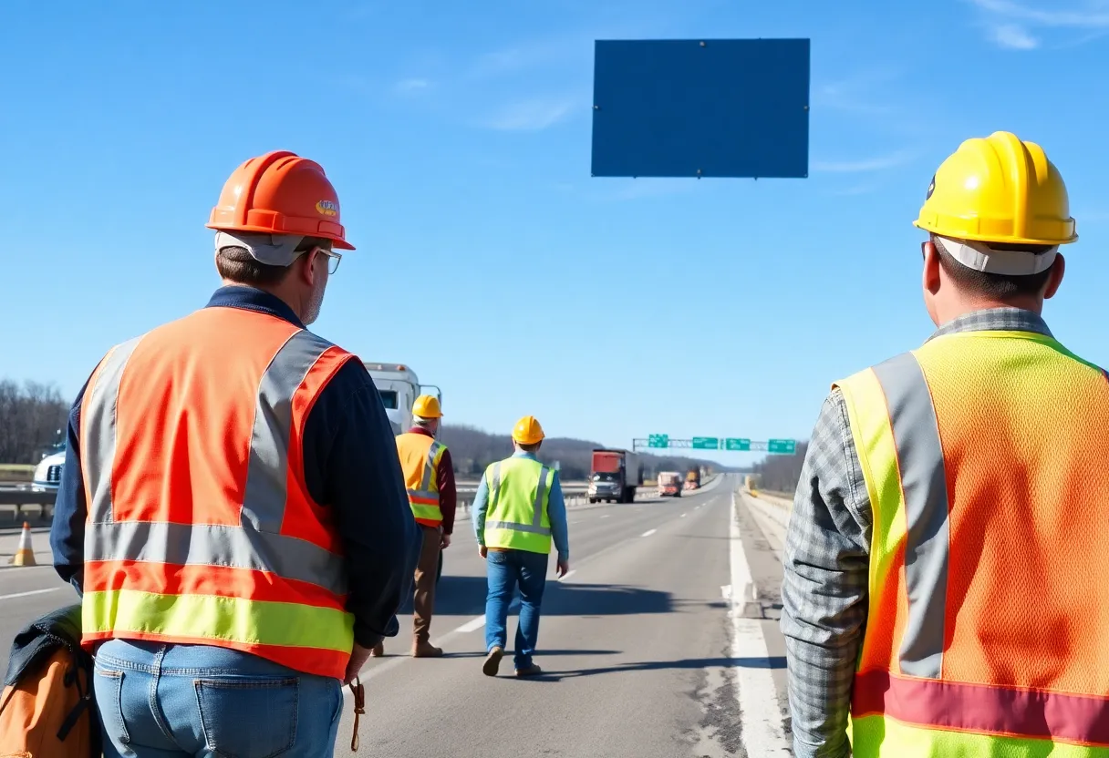 Construction workers focused on safety protocols at I-40 repairs