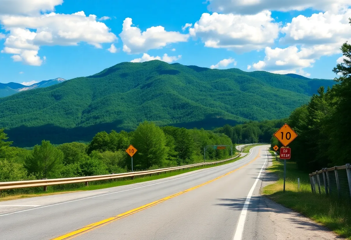New signage and lighting along a mountain corridor in North Carolina