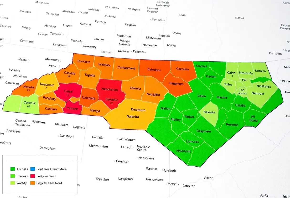Map of proposed congressional districts in North Carolina