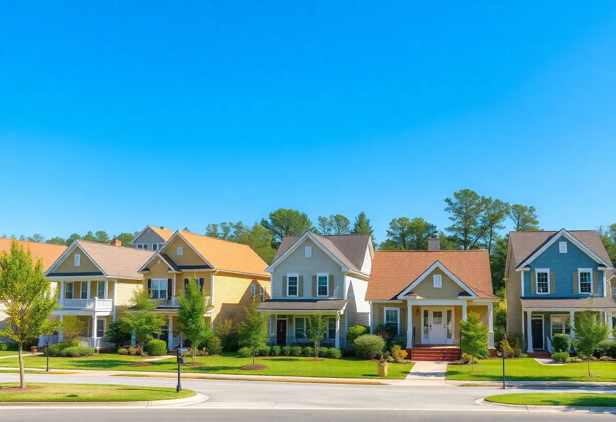 Vibrant neighborhood in North Carolina representing stable housing market