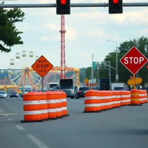 Road construction near North Carolina State Fair