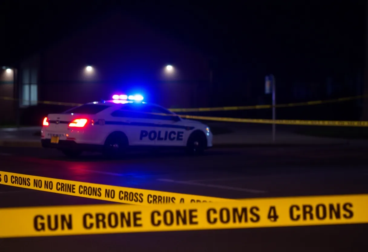 Police presence at a crime scene near a building