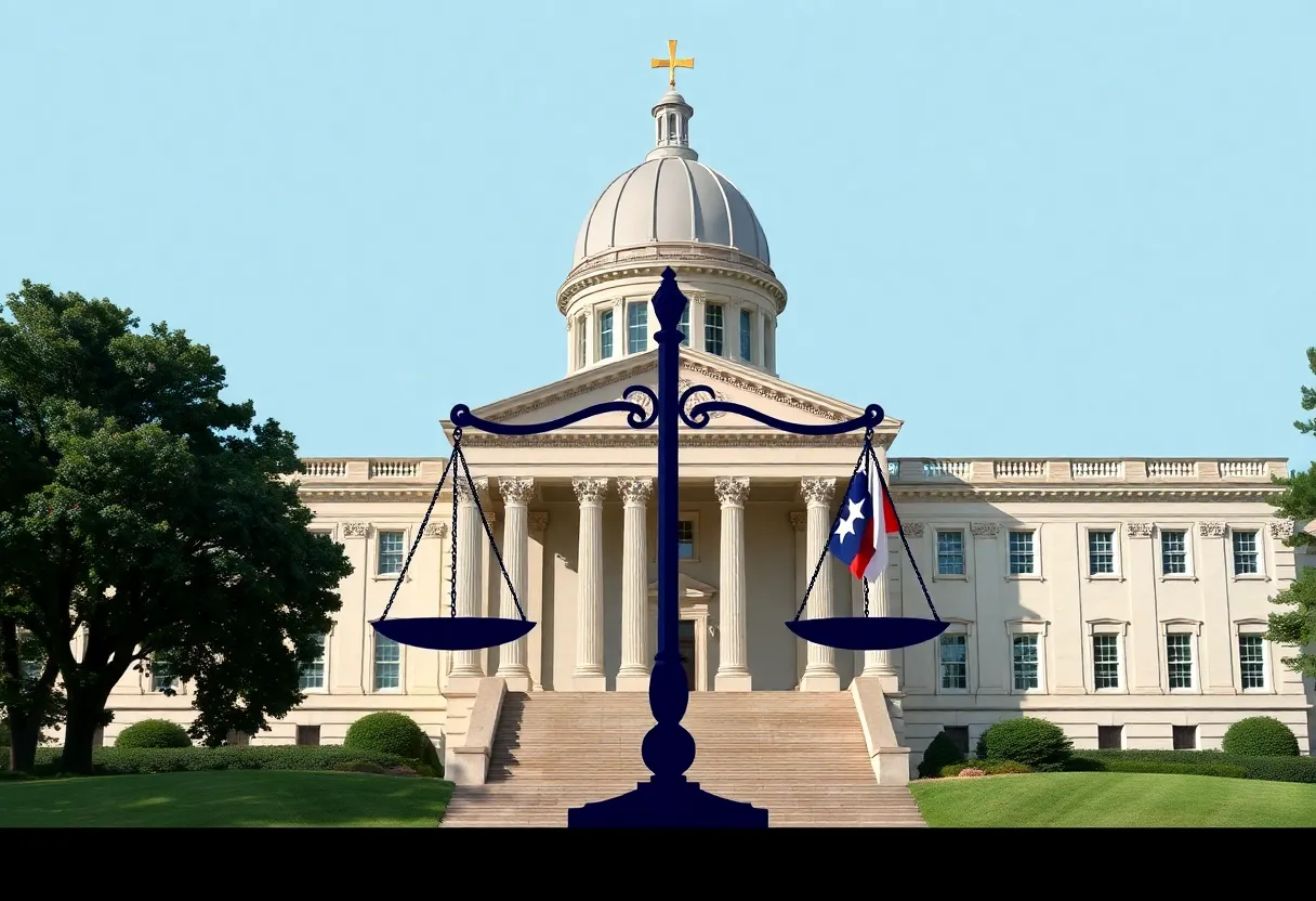 An illustration symbolizing the separation of powers in North Carolina governance