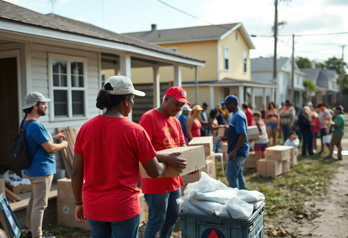 Volunteers helping with hurricane recovery efforts
