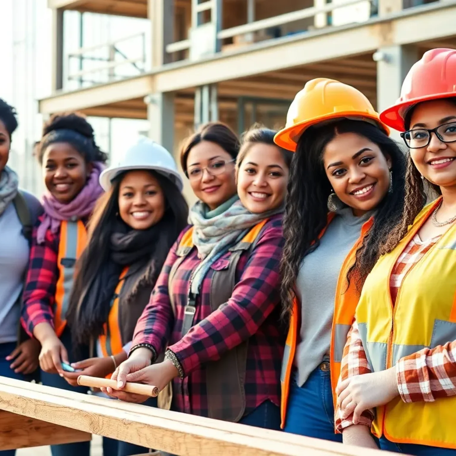 Women working together on a construction site