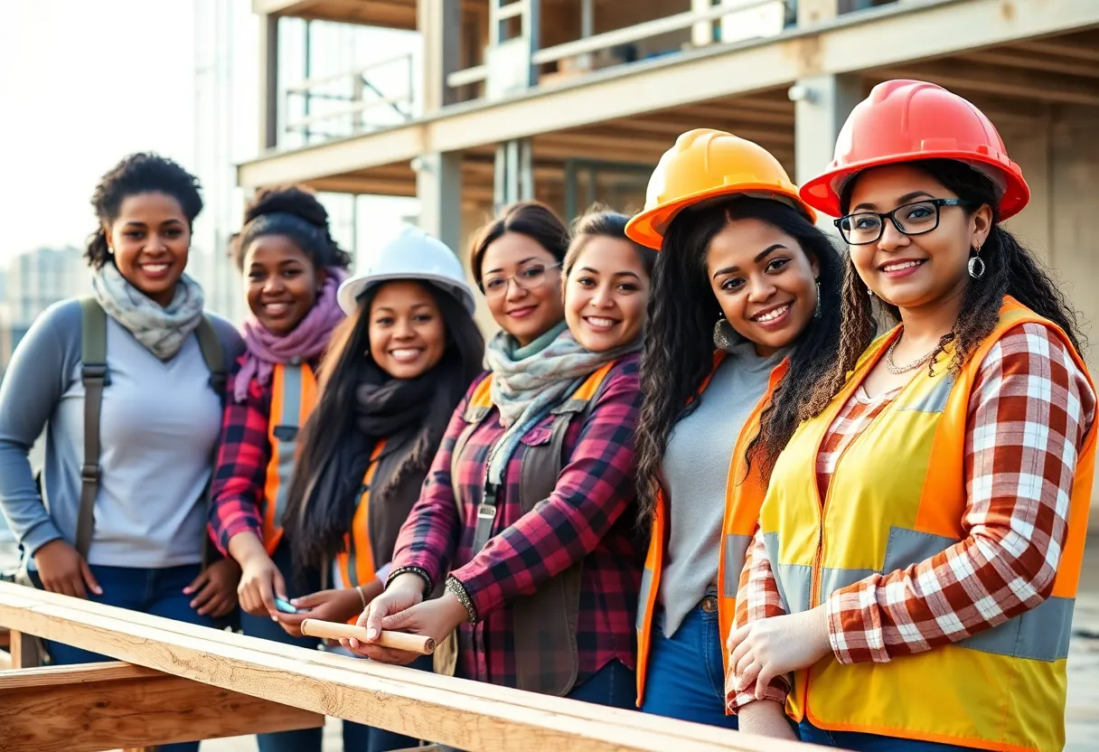 Women working together on a construction site